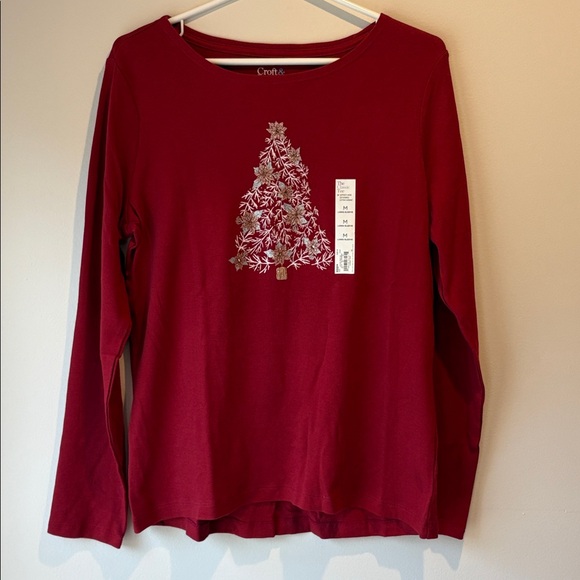 Croft & Barrow Christmas Tree Long sleeve Tee Shirt - Picture 6 of 7